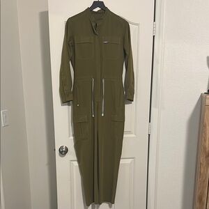 Figs Khaki Jumpsuit with Utility Pockets. Martini olive